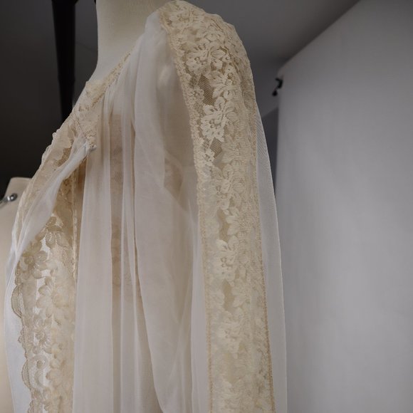 ❄ Vintage Tosca Nightgown Robe Set White Lace Galore Bridal Peignoir Lingerie M - Picture 3 of 10